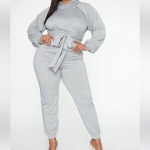Cinch waist sweat jumpsuit Heather Gray